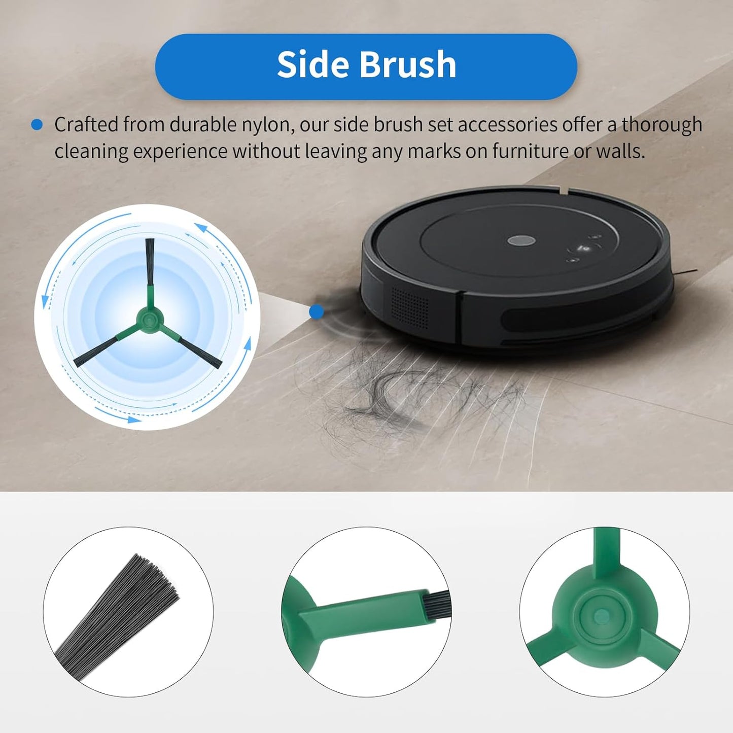 16Pcs Replacement Accessories Parts for iRobot Roomba Combo Essential Y0140, Y0110, Q011, Q0120, Q0520 Robot Vacuum Kit, 1 Main Brush, 4 Mop Pads, 4 Hepa Filters, 6 Side Brush, 1 Clean Tool