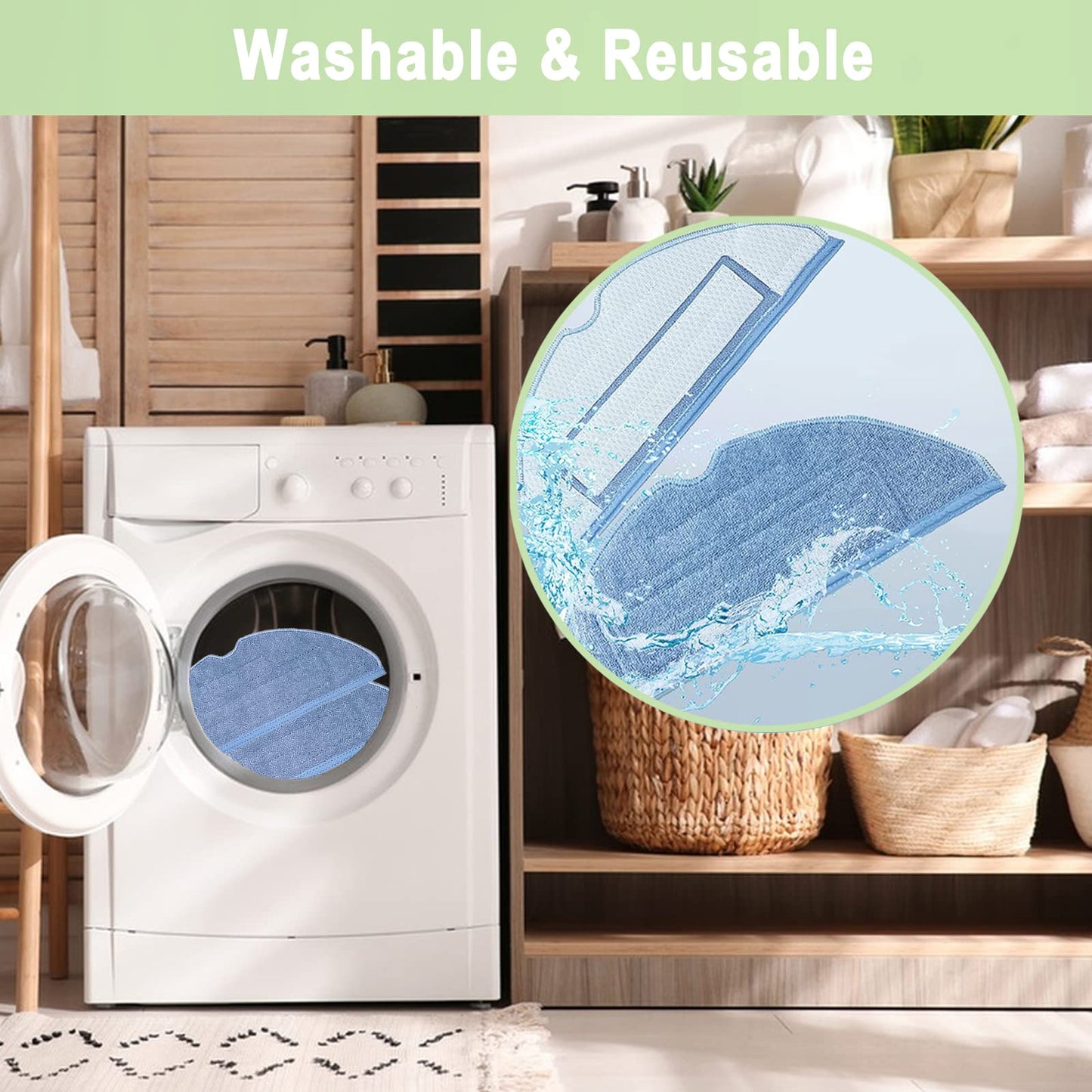 Vacuum Mop Replacement Pads for Roborock S7 / S8 / T7 / T7S series Robot Vacuum,8 Pack Microfiber Mop Pads(8 Pack)