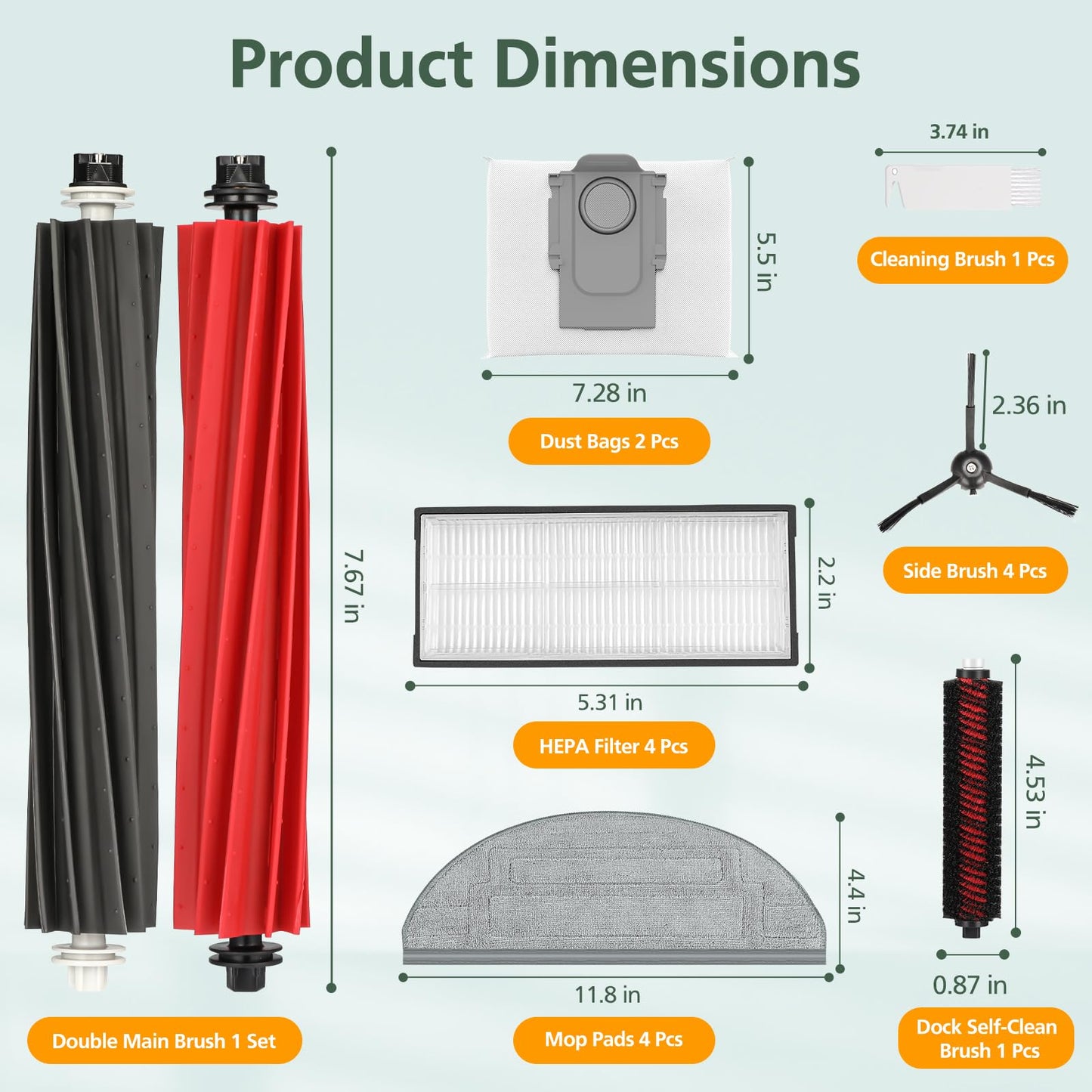 Accessories Kit Compatible with Roborock S8 Pro Ultra Robot Vacuum Cleaner(18 Pcs)