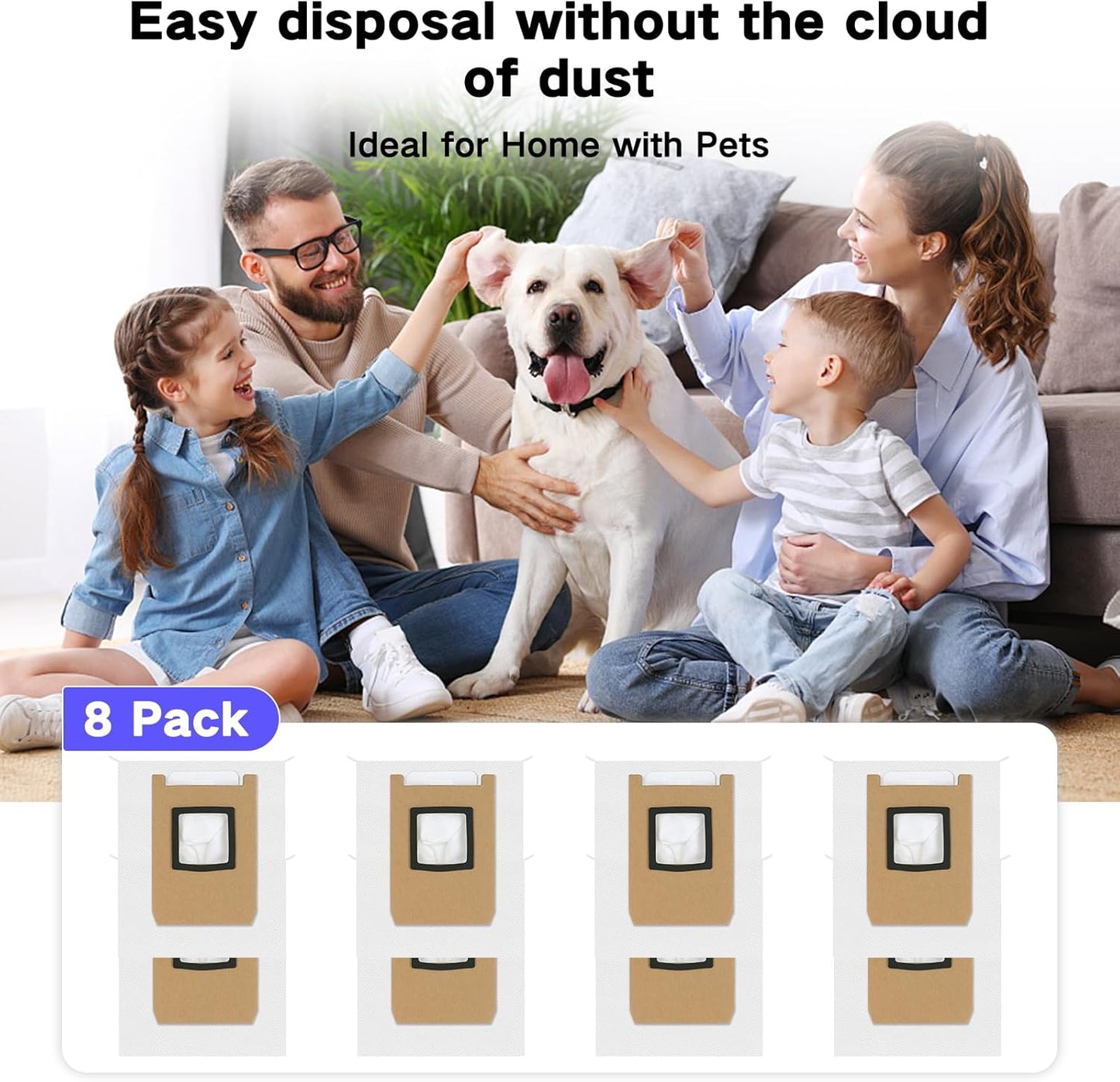 E25 Dust Bags Compatible with Eufy E25 Omni / E28 Omni / C28 Omni Robot Vacuum Cleaner, 4-Layer Replacement Disposable E28 Dust Bags