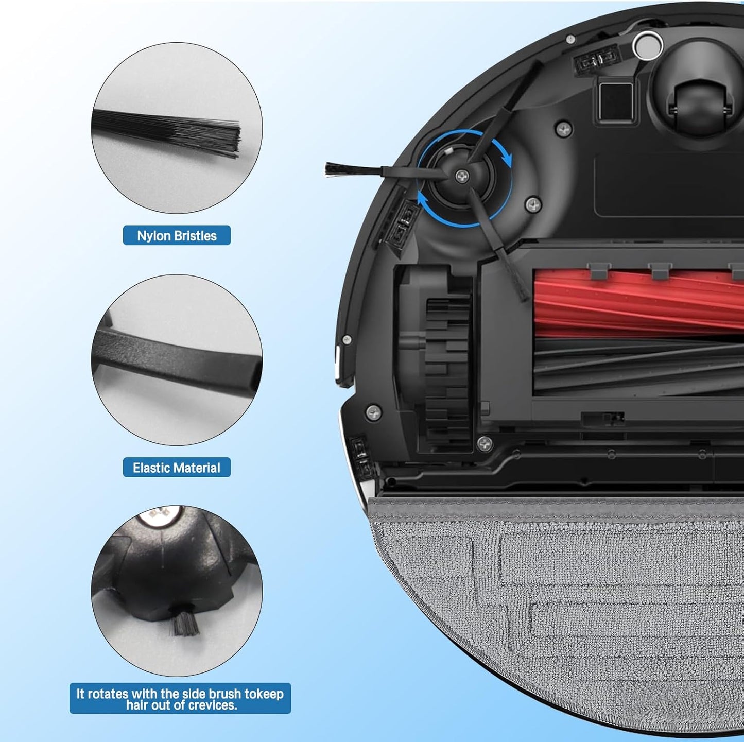 23PCS Vacuum Cleaner Accessorie Kit Compatible with Roborock S8/S8+/S8 PRO Ultra, 1 Set Main Brush &1 Rolling Brush &4 Filters &4 Side Brushes &4 Mop Cloth Pads &6 Dust Bags &1 Cleaning Tool