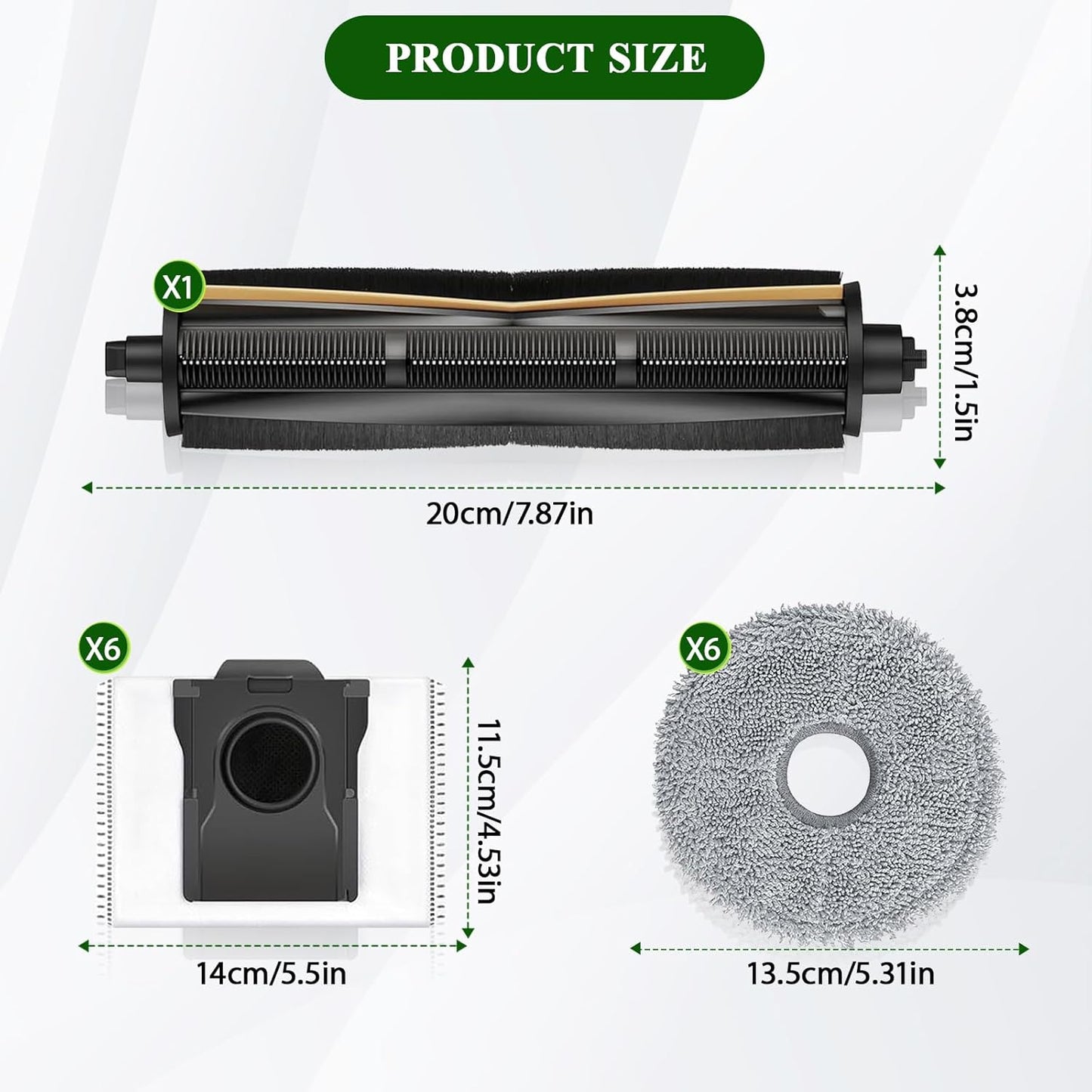 TriCut Brush Replacement Kit for Dreame X40 Ultra, X30 Ultra, L30 Ultra, L10s Ultra, L20 Ultra, L10s Pro Ultra, L40 Ultra Vacuum Cleaner, Accessories with Main Brush, Mop Pads, Dust Bags