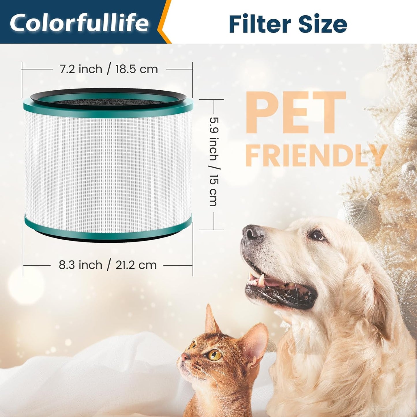 Colorfullife 2 Pack Replacement Filter for Dyson HP00, HP01, HP02, HP03, DP01, DP02 Desk Air Purifiers. Compare to Part # 968125-03 for Dyson Pure Cool Link Fans