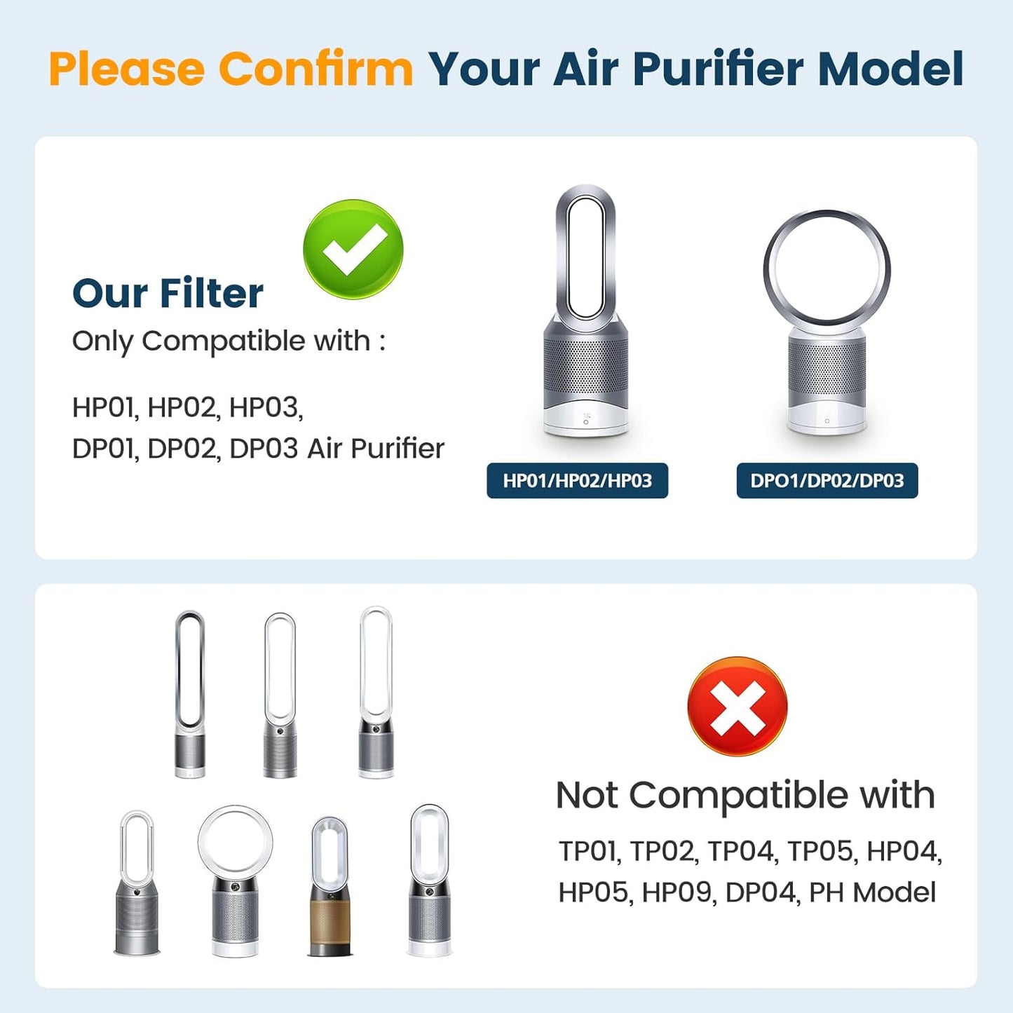 Colorfullife 2 Pack Replacement Filter for Dyson HP00, HP01, HP02, HP03, DP01, DP02 Desk Air Purifiers. Compare to Part # 968125-03 for Dyson Pure Cool Link Fans