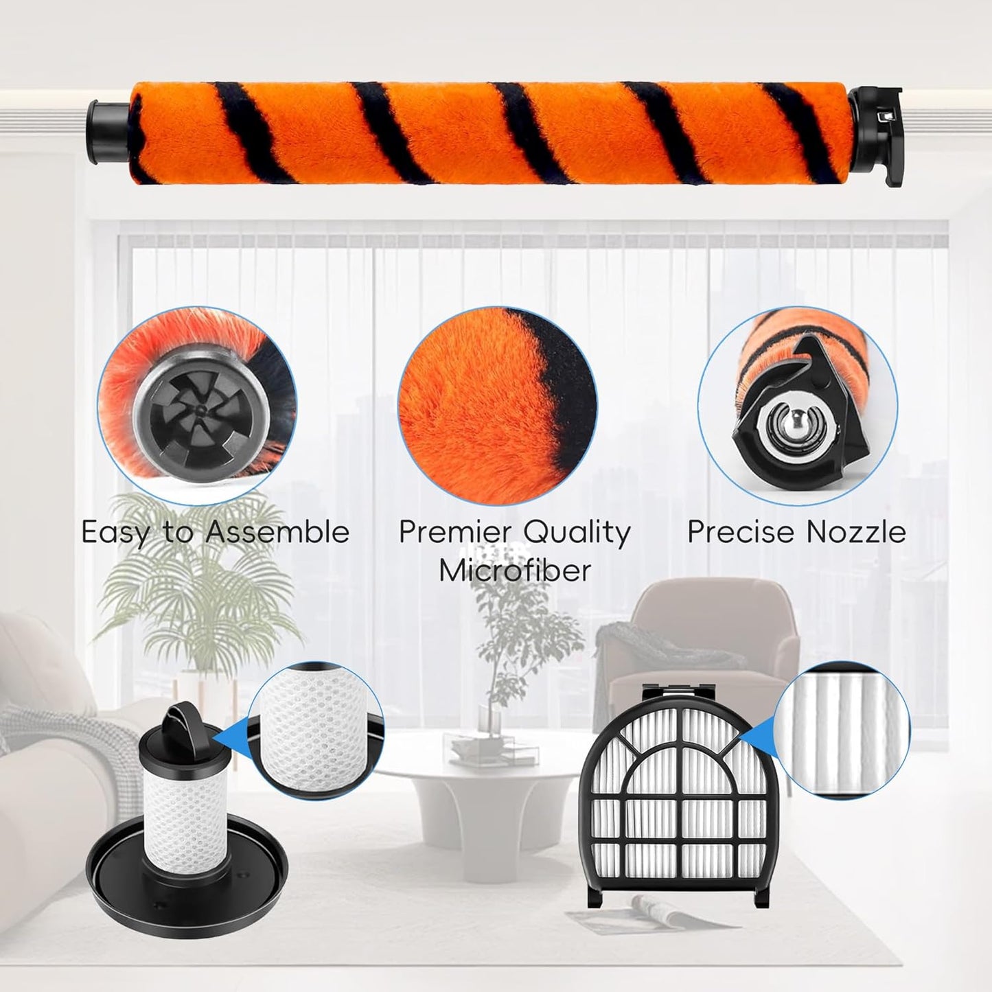 Brush Roller Foam Hepa Felt Filters Compatible with Shark LZ600 LZ601 LZ602 LZ602C APEX UpLight Lift-Away DuoClean Vacuum Cleaner # XFFLZ600 & XHFFC600