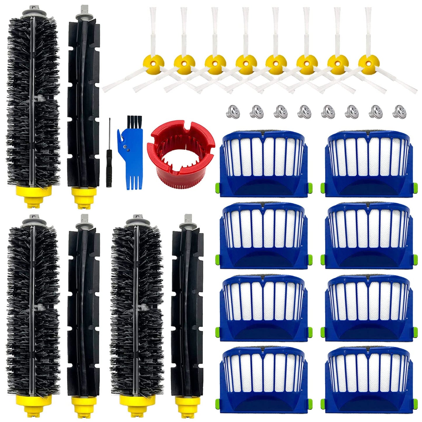 Compatible Parts for 600 Series Robotic Vacuum Cleaner – Includes 595, 650, 528, 620 Roll Brushes, Side Brushes, and Filters – Replacement for iRobot Roomba 600 Series Robotic Vacuum Models.