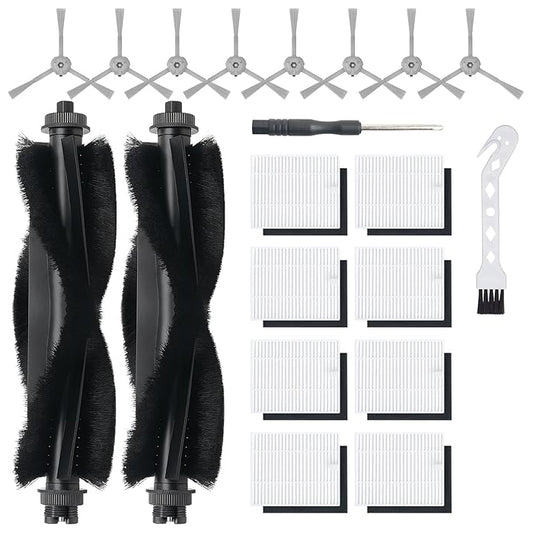 20Pcs Replacement Accessory kit for Eufy L60 Series, Eufy L50 Series Robot Vacuums Parts, 2 Roller Brush, 8 HEPA Filters and Foam Filters, 8 Side Brushes, 1 Screwdriver, 1 Clean Tool