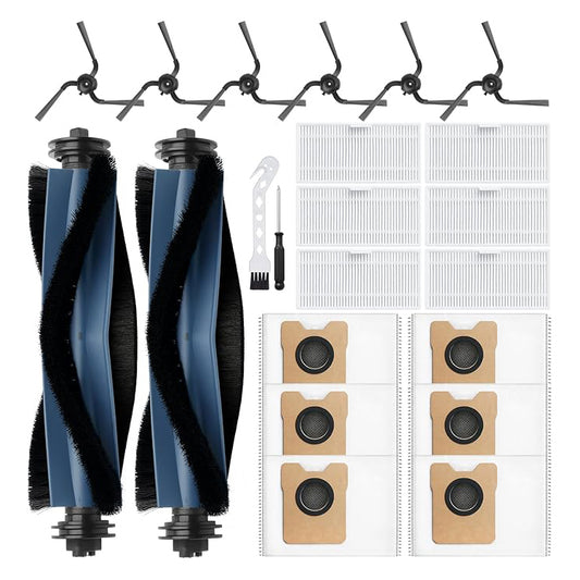 22 Pack Replacement Parts Compatible with for Eufy C10 Robot Vacuums Accessories kit, 2 Roller Brush, 6 HEPA Filters, 6 Side Brushes, 6 Dust Bags, 1 Clean Tool, 1 Screwdriver