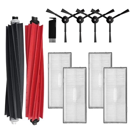 Replacement Parts Accessories Compatibale for Roborock S8 Pro Ultra / S8 / S8+ Robotic Vacuum Cleaners Include: 1 Dual Roller Main Brush 4 Side Spin Brushes 4 Hepa Filter Attachments