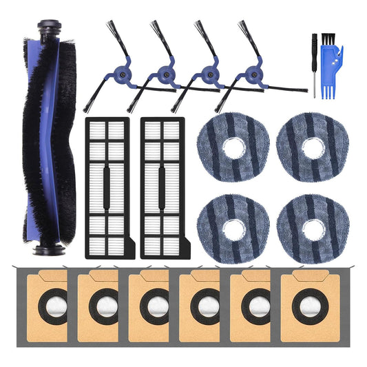 VIEWALL 19 Pack X10 Accessories Kit Replacement for Eufy X10 Pro Omni Vacuum,1 Main Brush,4 Mop Cloth Pads,4 Side Brushes,2 HEPA Filters,6 Replacement Dust Bags,1 Cleaning Tools,1 Screwdriver