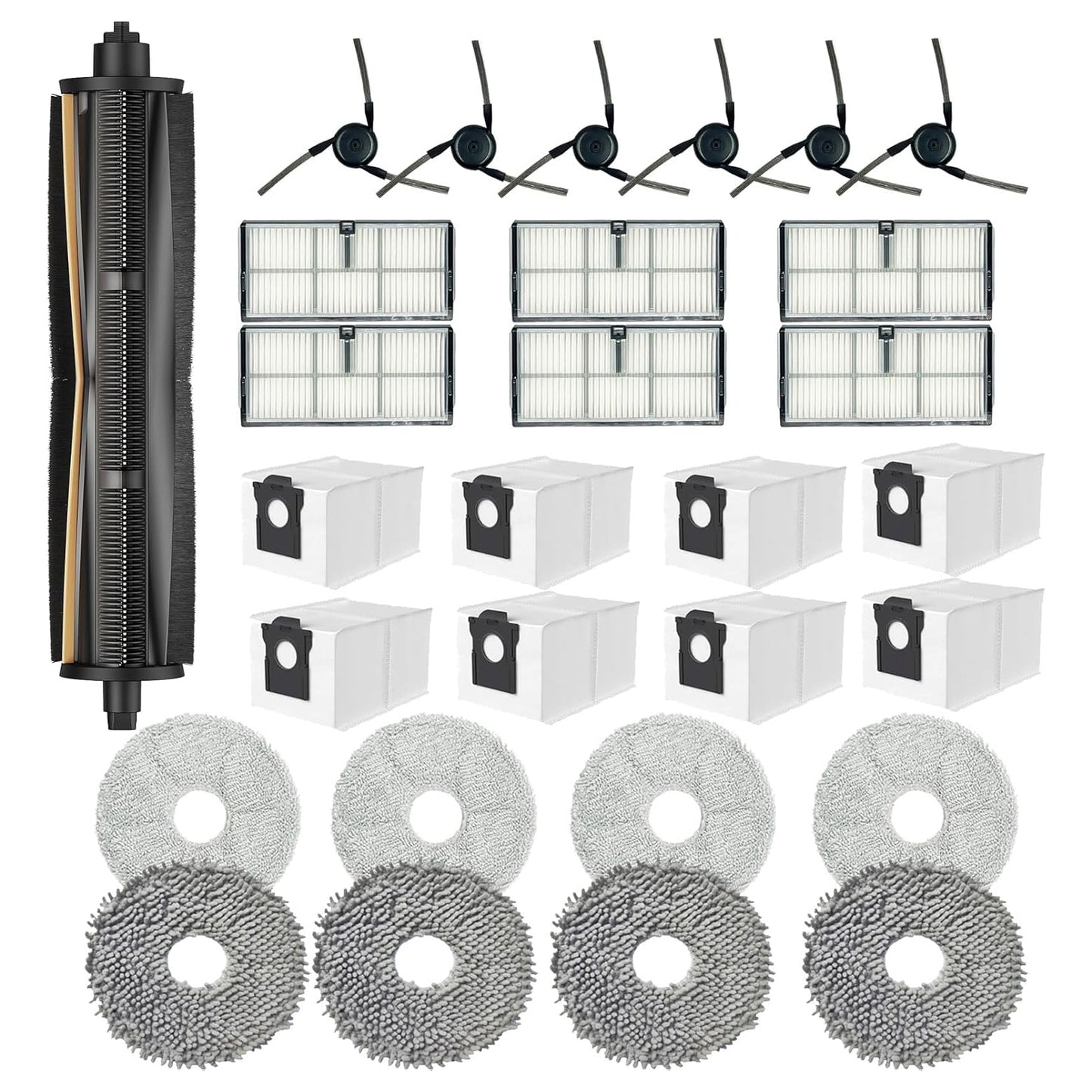 Replacement Parts for Dreame X40 Ultra Complete L40 Ultra X40 Master MOVA P10 Pro Ultra Mop Pads X8;Filter HEPA X6;Tri-Cut Main Brushe X1; Side Brushes X6 Accessories