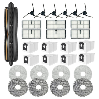 Replacement Parts for Dreame X40 Ultra Complete L40 Ultra X40 Master MOVA P10 Pro Ultra Mop Pads X8;Filter HEPA X6;Tri-Cut Main Brushe X1; Side Brushes X6 Accessories