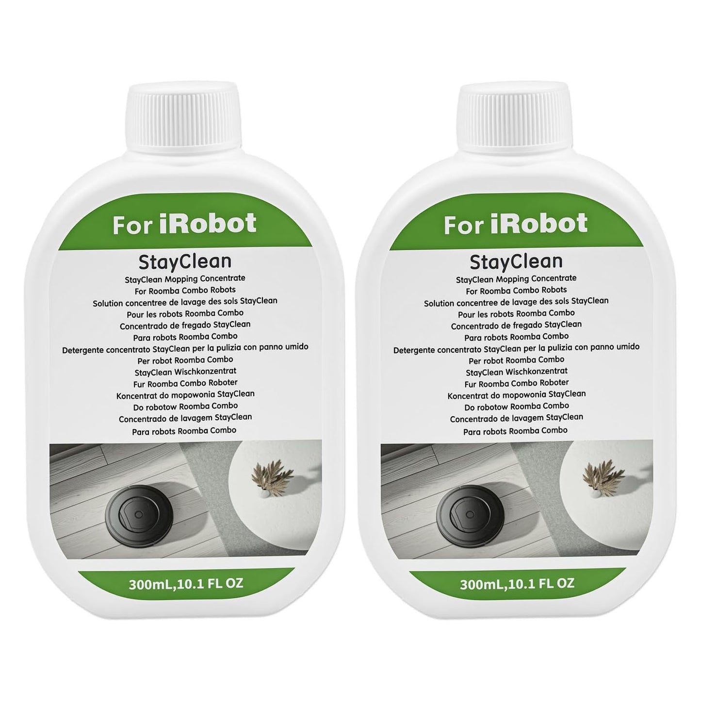 2 Pack Floor Cleaning Solution for Roomba Plus 405 505 Max 705 Combo Robot, Mopping Concentrate for iRobot Roomba, Residue & Streak Free, Pet Safe, Deeply Cleans Various Hard Floors, 300ML