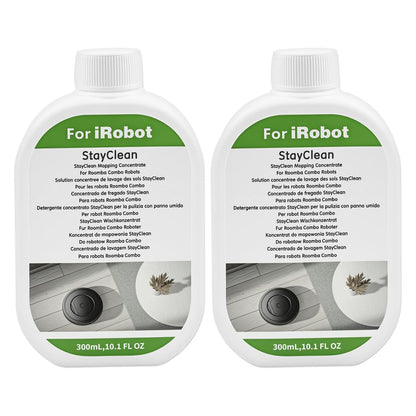 2 Pack Floor Cleaning Solution for Roomba Plus 405 505 Max 705 Combo Robot, Mopping Concentrate for iRobot Roomba, Residue & Streak Free, Pet Safe, Deeply Cleans Various Hard Floors, 300ML