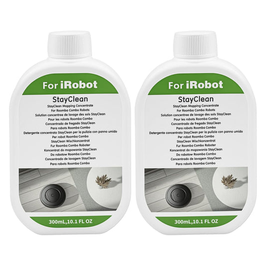 2 Pack Floor Cleaning Solution for Roomba Plus 405 505 Max 705 Combo Robot, Mopping Concentrate for iRobot Roomba, Residue & Streak Free, Pet Safe, Deeply Cleans Various Hard Floors, 300ML