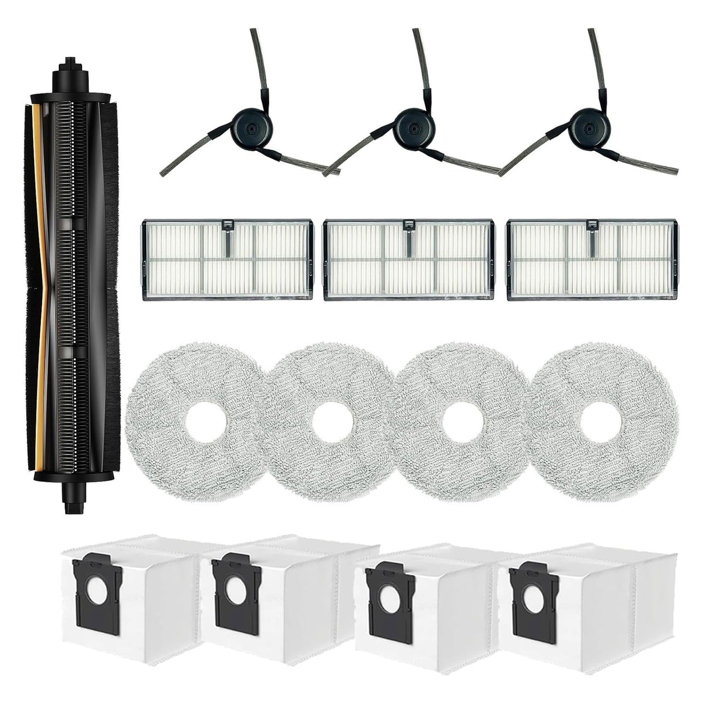 Replacement Parts For Dreame X40 Ultra Complete L40 Ultra X40 Master MOVA P10 Pro Ultra Mop Pads X4; Dust bag X4; Filter HEPA X3;Tri-cut Main Brushe X1; Side Brushes X3 Accessories