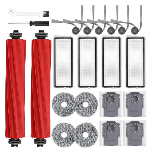 Accessories Replacement Kit Compatible With Roborock QV 35A 35S Robot Vacuum Cleaner,2 Main Brush Roller,4 Hepa Filters,4 Mop Pads,6 Side Brushes,4 Dust Bags,2 Tool