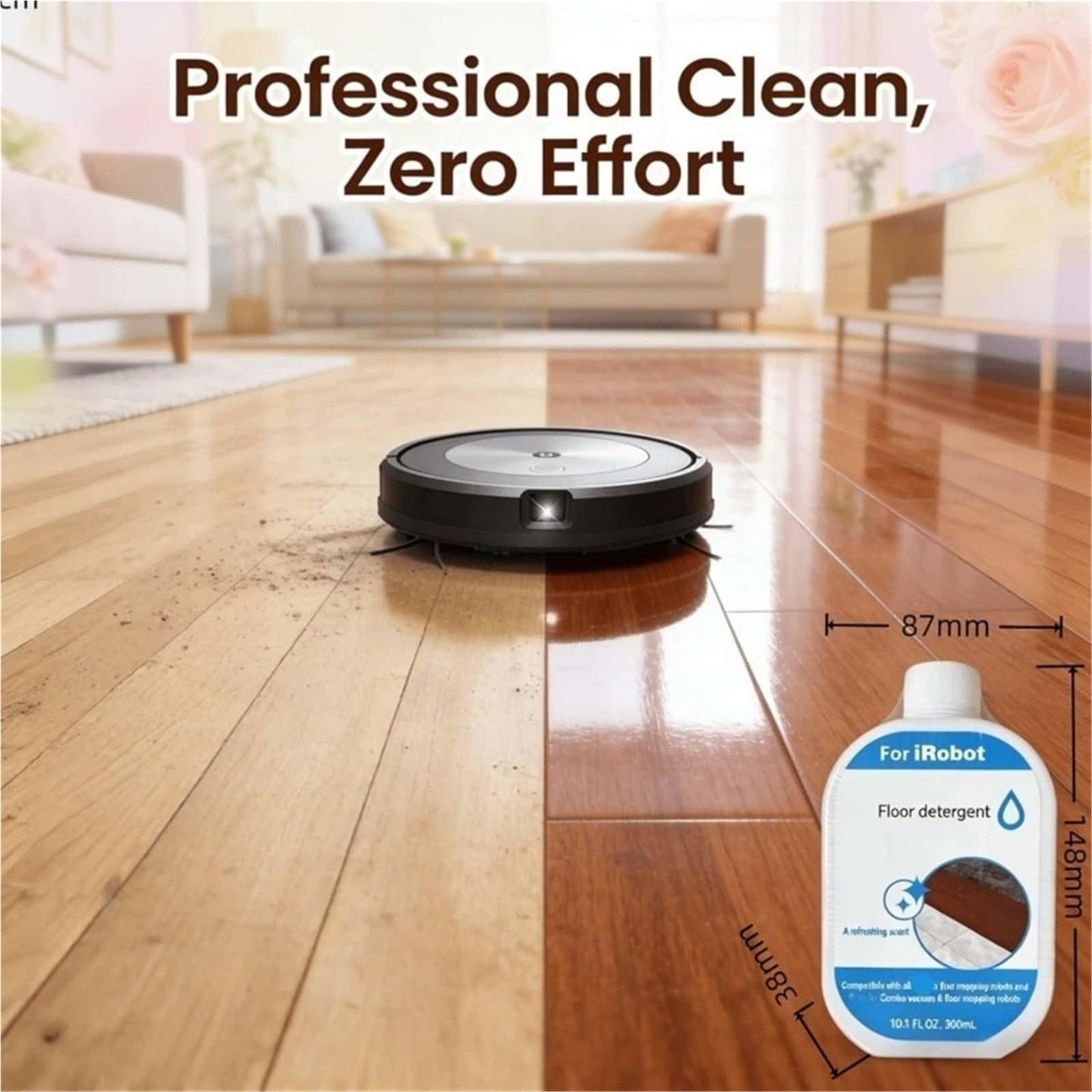 Floor Cleaning Solution, Refreshing Scent Mopping Concentrate, Compatible With Roomba Plus 405 Plus 505 Max 705 Combo Robots, For 4000, 500 & 700 Series Robot Mops