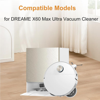 26 Pcs Replacement Kit for DREAME X60 Max Ultra Robot Vacuum, Includes 2 Main Roller Brush, 6 Mop Pad, 6 Dust Bag, 6 Side Brush, 4 HEPA Filter, 2 Cleaing Tool