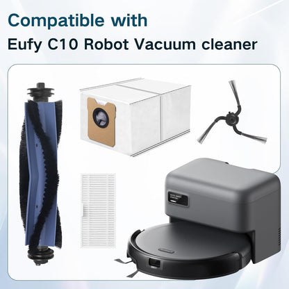 C10 Accessories Kit Replacement for eufy Robot Vacuum C10,1 Main Brush,4 Side Brushes,4 HEPA Filters,6 Replacement Dust Bags,1 Cleaning Tools