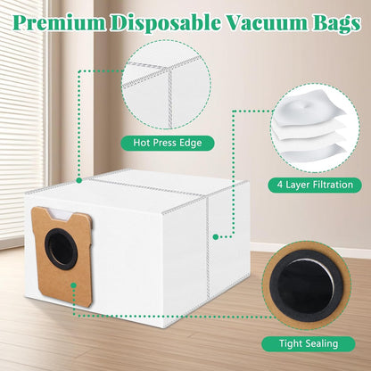 10 Pack Dust Bags Compatible with eufy Omni C20,C10 Robot Vacuum Cleaner, 4-Layer Replacement Disposable C20 Dust Bags