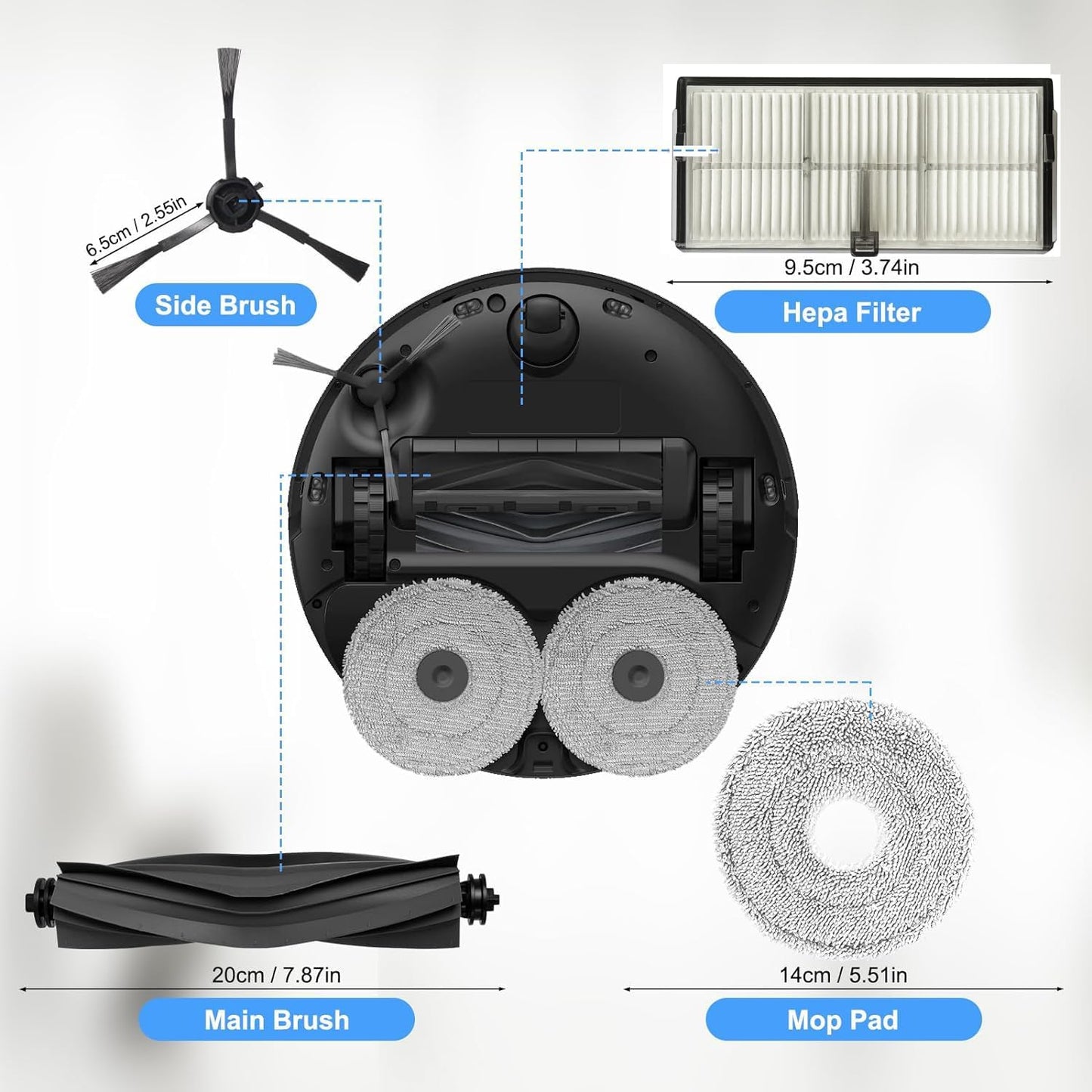 Accessories for Dreame L10s Ultra Gen 2 / L10s Ultra Heat ONLY; Dreame L40s Ultra AE/CE X30 Ultra D30 Ultra Mova E30 Ultra/Mops dust Bag Filter HEPA Main Brushes Side Brushes