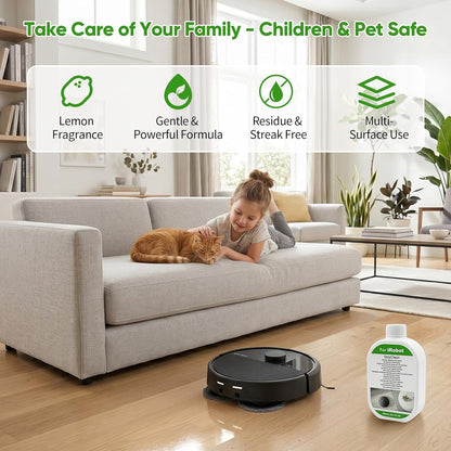 2 Pack Floor Cleaning Solution for Roomba Plus 405 505 Max 705 Combo Robot, Mopping Concentrate for iRobot Roomba, Residue & Streak Free, Pet Safe, Deeply Cleans Various Hard Floors, 300ML