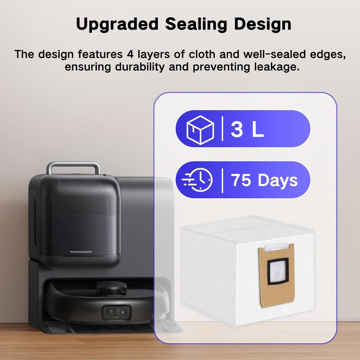 E25 Dust Bags Compatible with Eufy E25 Omni / E28 Omni / C28 Omni Robot Vacuum Cleaner, 4-Layer Replacement Disposable E28 Dust Bags