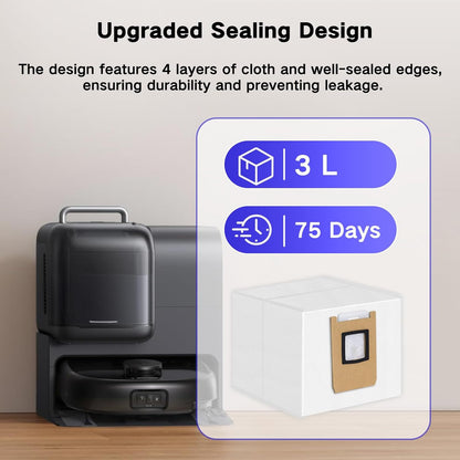 E25 Dust Bags Compatible with Eufy E25 Omni / E28 Omni / C28 Omni Robot Vacuum Cleaner, 4-Layer Replacement Disposable E28 Dust Bags