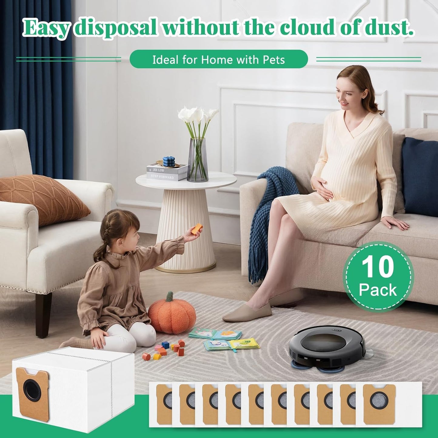 10 Pack Dust Bags Compatible with eufy Omni C20,C10 Robot Vacuum Cleaner, 4-Layer Replacement Disposable C20 Dust Bags
