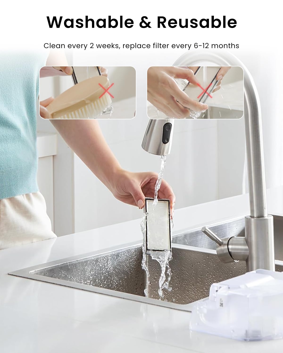 Washable Filter Replacement Parts For Roborock Qrevo series Robot Vacuum Cleaners, High Efficiency Filters（4 Pack）