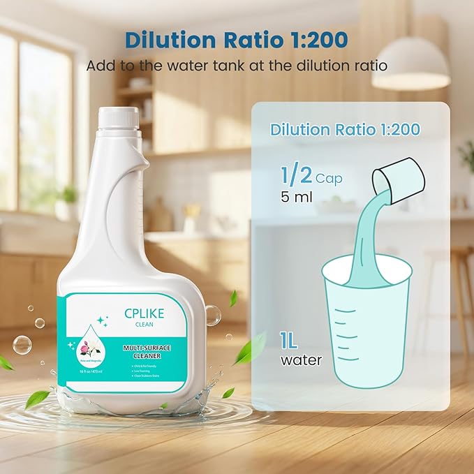 Floor Cleaning Solution Compatible with eufy Omni C20, X8 Pro, X10 Omni, G series, L Series Robot Vacuums, Dilution Ratio 1:200, 473 ml /15.99 fl oz, for Multi-Surface Hard Floor