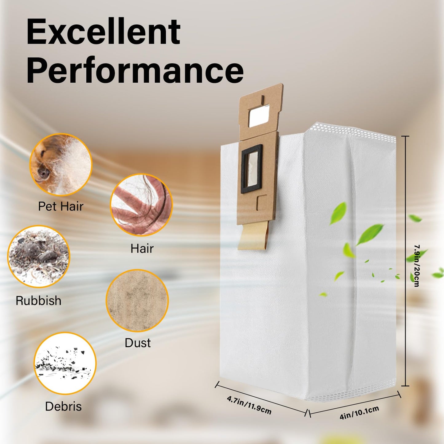 Dust Bag for Roborock S7/S7+ Vacuum Cleaner Auto-Empty Dock, 3L Large Capacity Cleaner Bag（7pack）