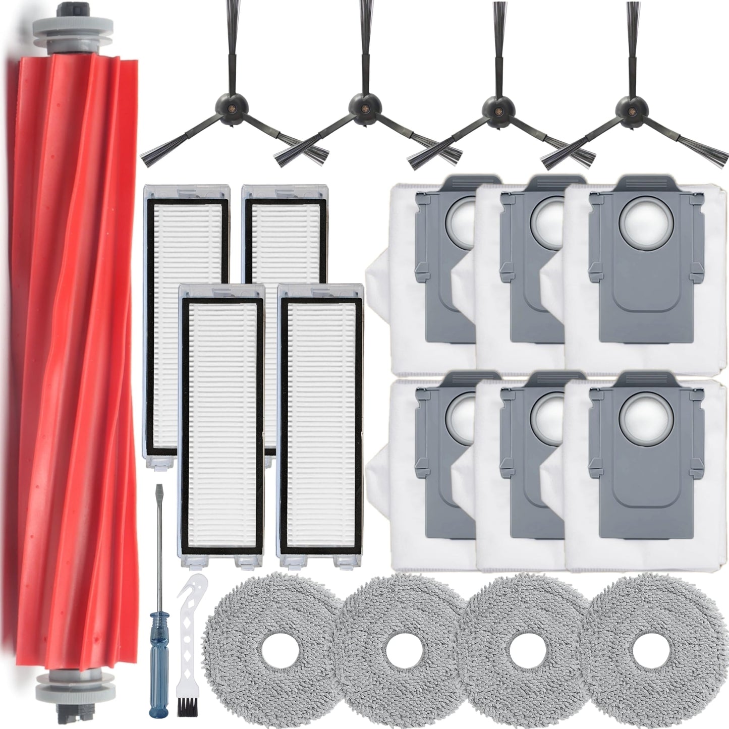 Replacement Parts for Roborock Qrevo Vacuum Cleaner Accessories Kit（19 Pack）