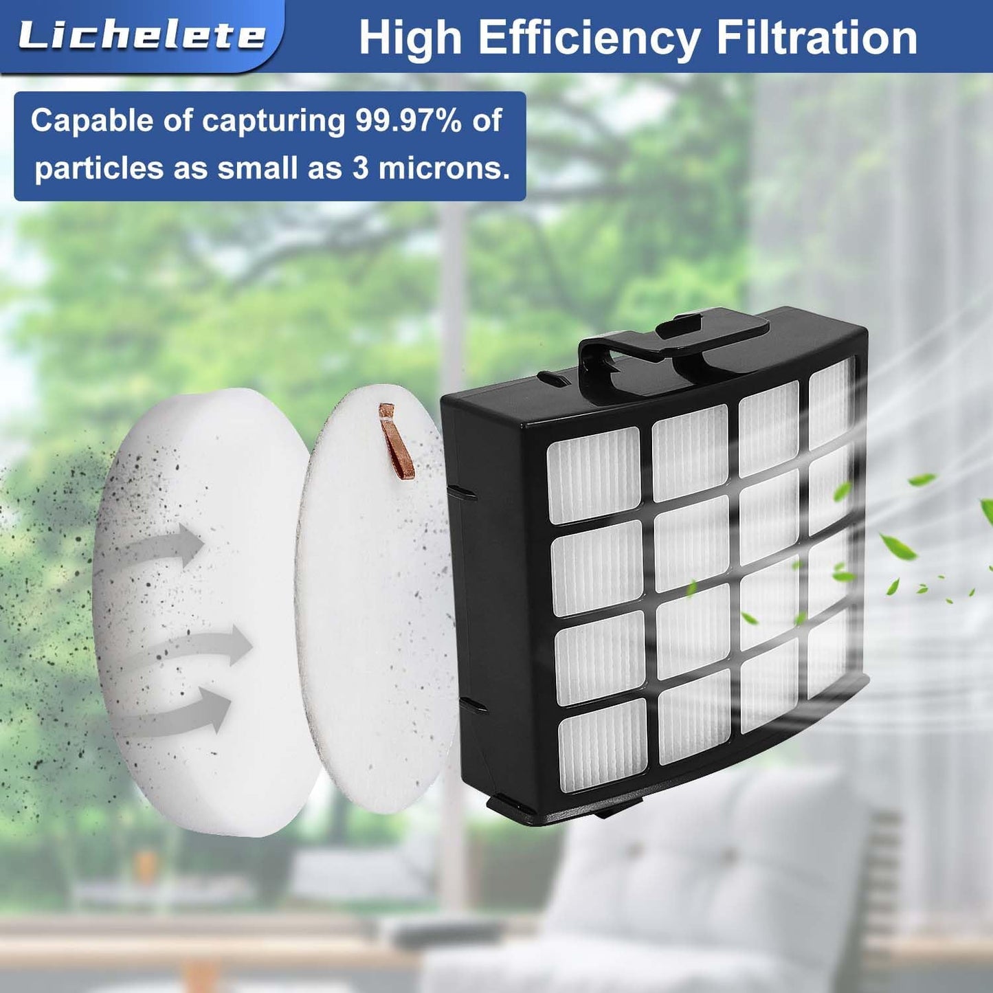 AZ2002 Vacuum Filter Replacement Parts for Shark Vertex Duoclean Upringht Vacuum AZ2000 AZ2000W AZ2002, Compare to Part XHFAZ2000, XFFKAZ2000, 2 High Efficiency Filters and 4 Foam and Felt Filter.