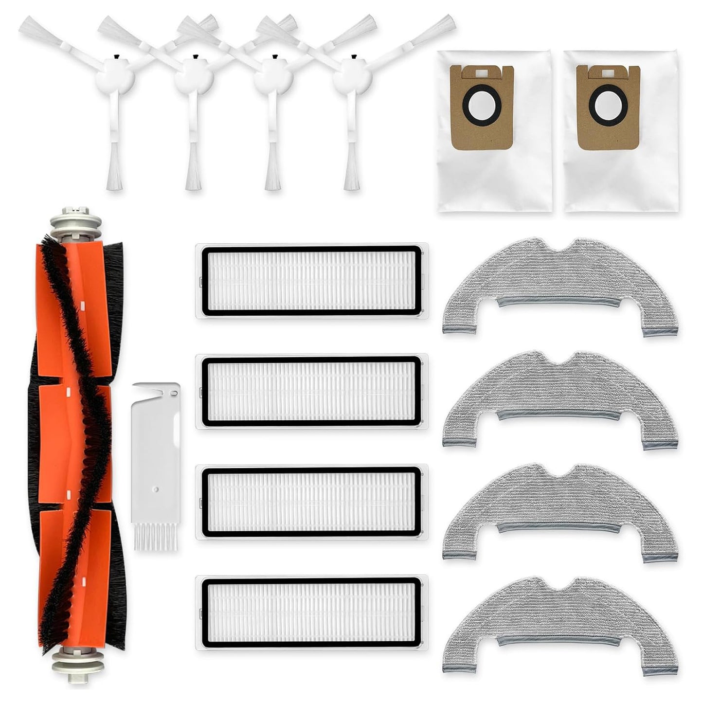 Accessories Compatible for Dreame D10 Plus RLS3D Spare Parts, 1 Main Brush 4 Side Brushes 4 HEPA Filters 4 Mop Pads 2 Dust Bags Replacement Parts
