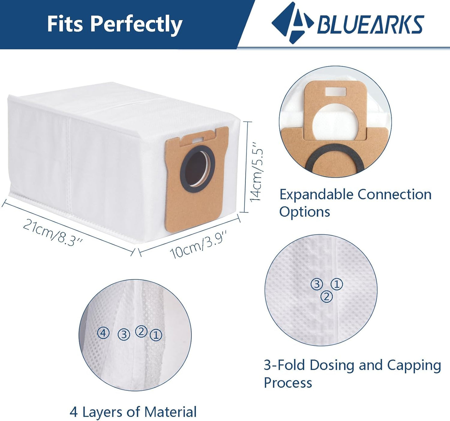 14 Pack Dust Bags Replacement for Dreametech L10s Ultra / L10 Ultra / L20 Ultra Robot Vacuum Accessories Parts