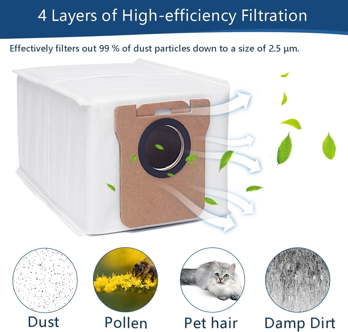 14 Pack Dust Bags Replacement for Dreametech L10s Ultra / L10 Ultra / L20 Ultra Robot Vacuum Accessories Parts