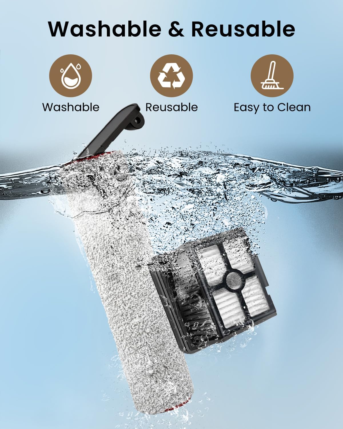 (7pcs) HEPA Filters & Replacement Brush Rollers Compatible Parts Accessories Kit For Dreame H12 Pro/ H12 Dual Wet Dry Vacuum Cleaner, Replacement Inclue 3 Vacuum Filter, 3 Brush Rollers