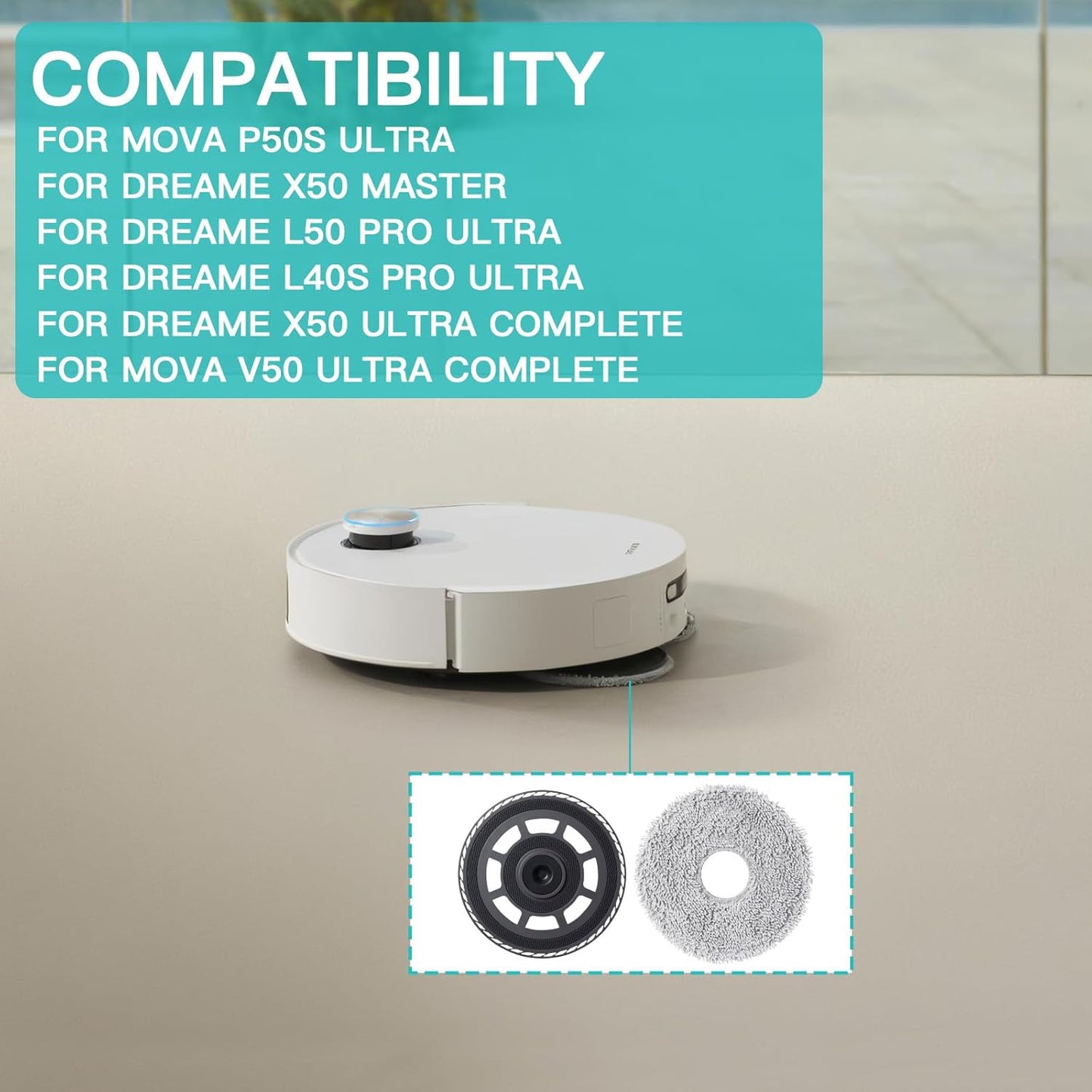 Moppscocks with wiped plates Spare parts for Dreame X50 Ultra Complete/L40S Pro Ultra/X50 Master/L50 Pro Ultra, for MOVA V50 Ultra Complete Robot vacuum cleaner Wischpad Wischmopp Mopper holder