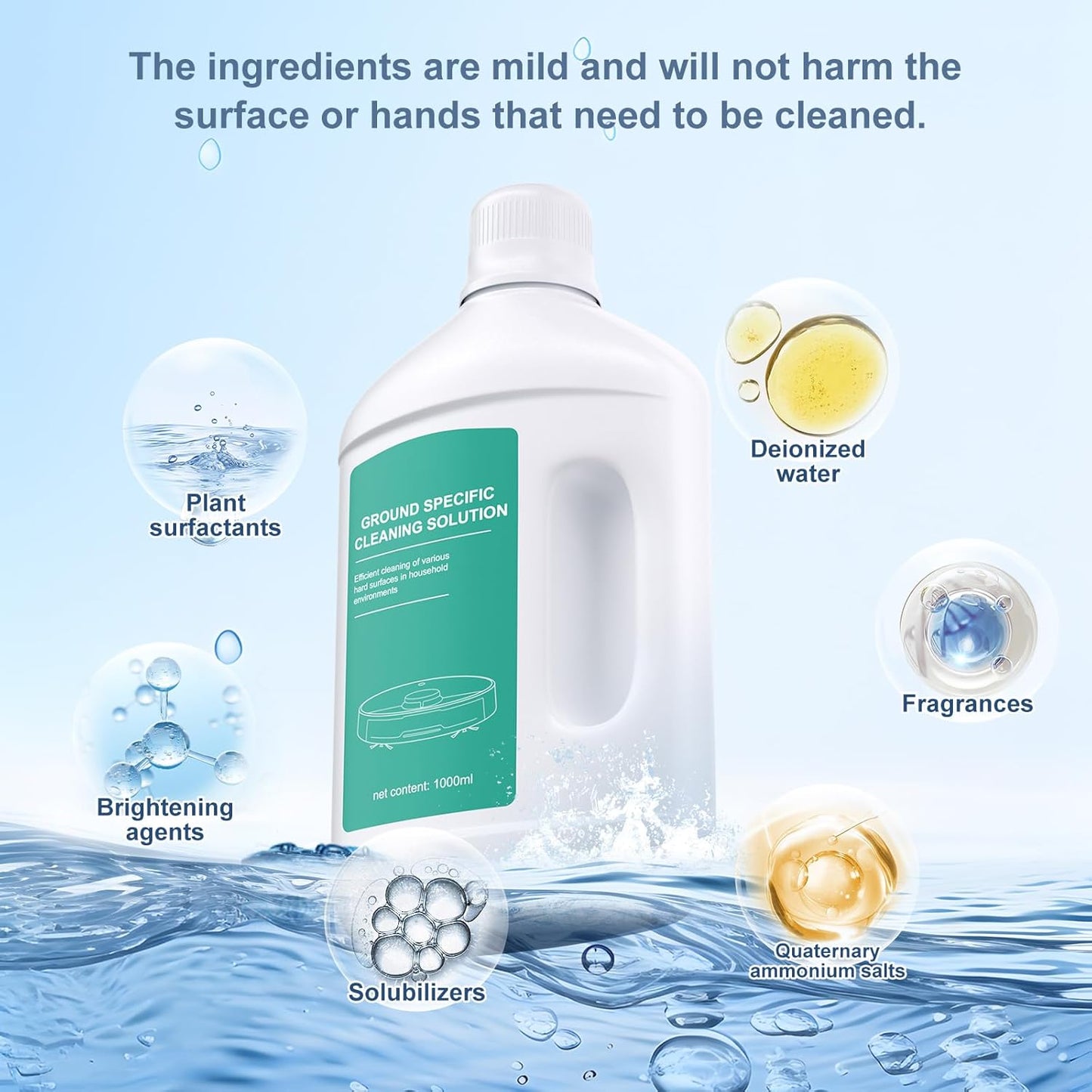 Floor Cleaning Solution Original Scent Compatible with Dreame Cleaning Solution, Residue & Streak Free, Suitable for All Robot Vacuum Cleaners and Wireless Wet Dry Dual-Use Vacuum Cleaners