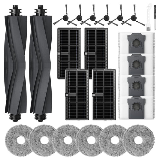 Accessories for Dreame L40 Ultra / X40 Ultra / X40 Master, and for MOVA P10 / P50 Pro Ultra Robot Vacuum, 2*Rubber Main Brushes, 4*Dust Bags, 6*Mop Pads, 4*Filters, 6*Side Brushes