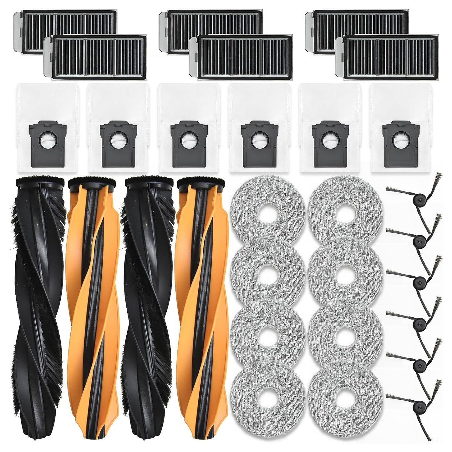 Accessories Replacement Parts Compatible with Dreame X50 Ultra/ L50 Ultra/ L40s Pro Ultra and Mova V50 Ultra Robot Vacuum Cleaner,4 Rubber Main Brush,6 Filters,6 Dust Bags,8 Mop Pads,6 Side Brushes