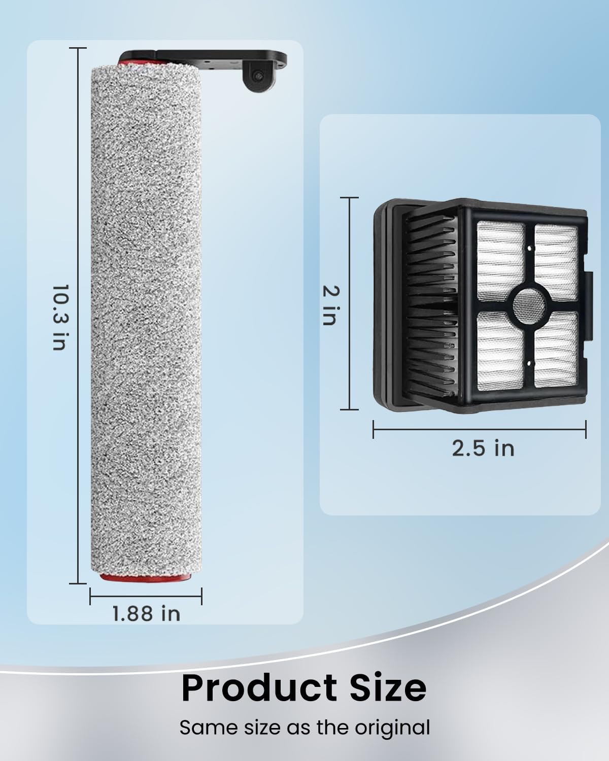 (6pcs) Replacement Brush Rollers And HEPA Filters For Dreame H12 Pro/ H12 Dual Wet Dry Vacuum Cleaner, Compatible Replacement Parts Accessories Kit Inclue 3 Vacuum Filter, 2 Brush Rollers