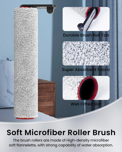 (6pcs) Replacement Brush Rollers And HEPA Filters For Dreame H12 Pro/ H12 Dual Wet Dry Vacuum Cleaner, Compatible Replacement Parts Accessories Kit Inclue 3 Vacuum Filter, 2 Brush Rollers