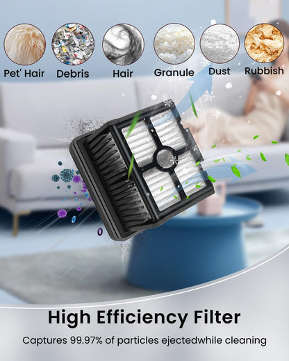 (6pcs) Replacement Brush Rollers And HEPA Filters For Dreame H12 Pro/ H12 Dual Wet Dry Vacuum Cleaner, Compatible Replacement Parts Accessories Kit Inclue 3 Vacuum Filter, 2 Brush Rollers