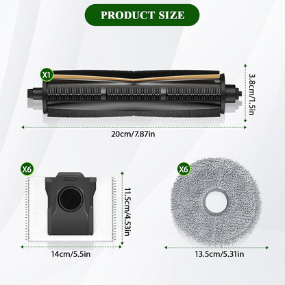 TriCut Brush Replacement Kit for Dreame X40 Ultra, X30 Ultra, L30 Ultra, L10s Ultra, L20 Ultra, L10s Pro Ultra, L40 Ultra Vacuum Cleaner, Accessories with Main Brush, Mop Pads, Dust Bags