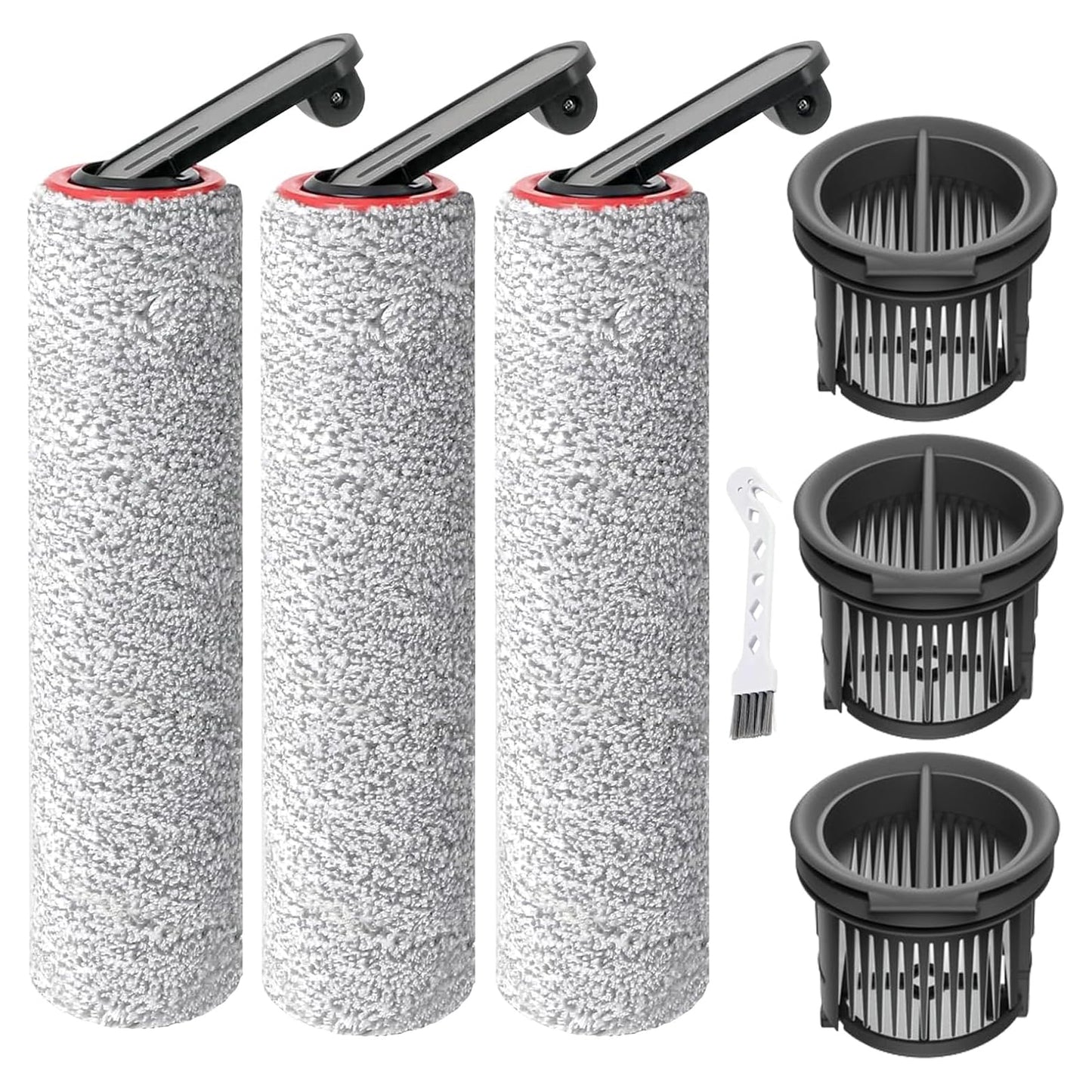 (7pcs) HEPA Filters & Replacement Parts Kit Brush Rollers Compatible Parts Accessories Kit For Dreame H14/H14 Pro/H14 Dual Wet Dry Vacuum Cleaner, Replacement Inclue 3 Vacuum Filter, 3 Brush Rollers