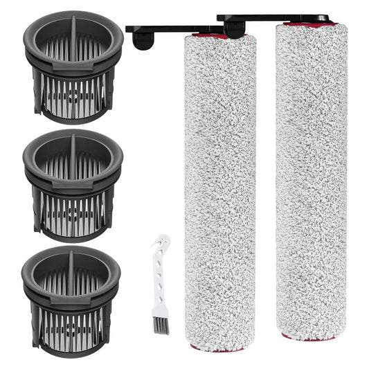 (6pcs) Replacement Brush Rollers And HEPA Filters For Dreame H14/H14 Pro/H14 Dual Wet Dry Vacuum Cleaner, Compatible Replacement Parts Accessories Kit Inclue 3 Vacuum Filter, 2 Brush Rollers