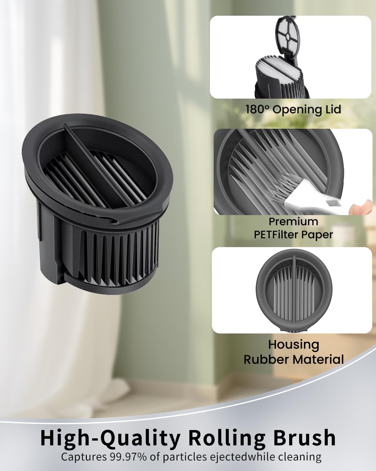 (6pcs) Replacement Brush Rollers And HEPA Filters For Dreame H14/H14 Pro/H14 Dual Wet Dry Vacuum Cleaner, Compatible Replacement Parts Accessories Kit Inclue 3 Vacuum Filter, 2 Brush Rollers